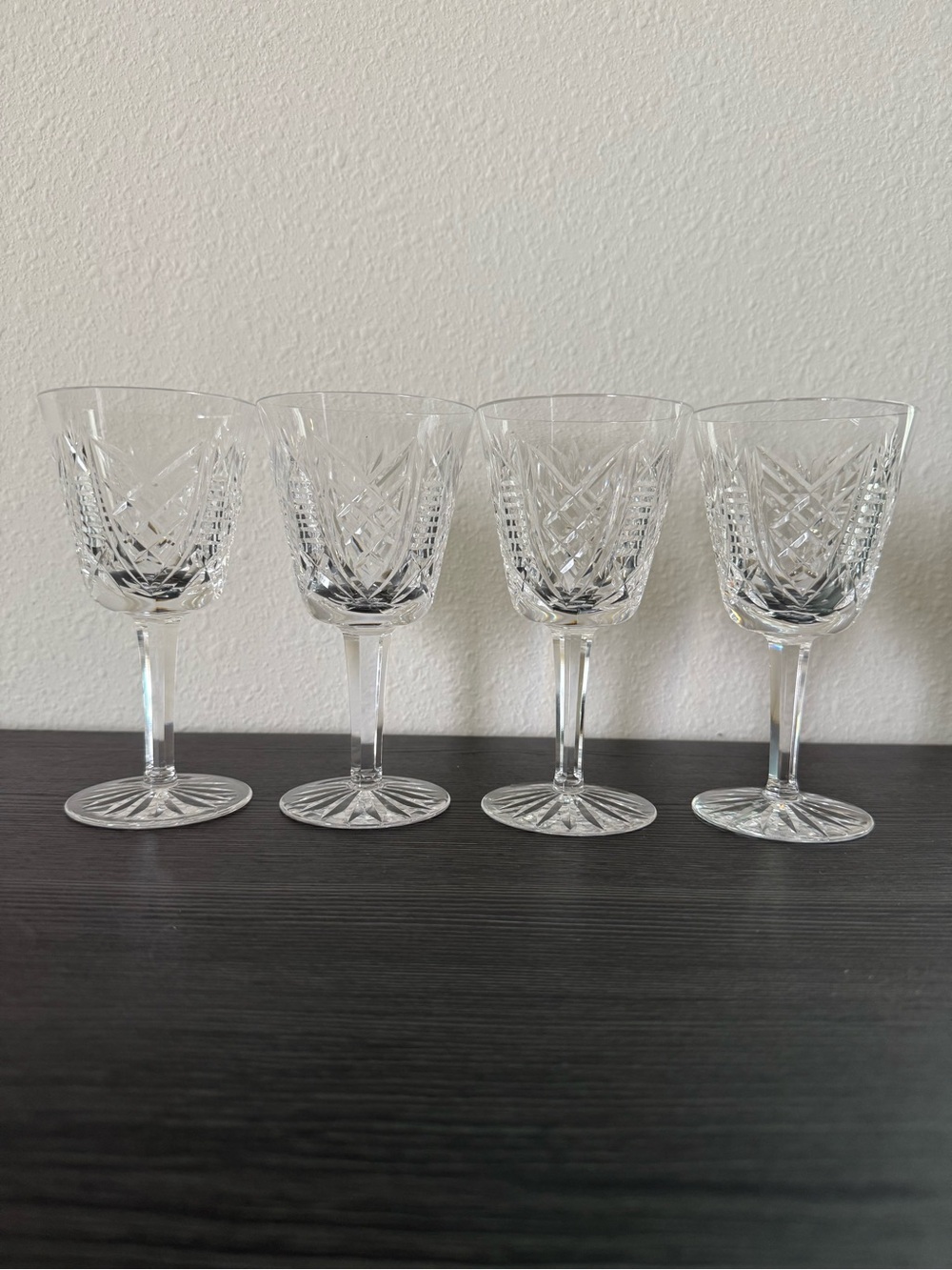 4x Signed Vintage Waterford Crystal Clare Wine Glasses